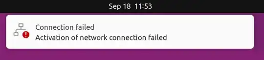 Activation of network connection failed - Popup