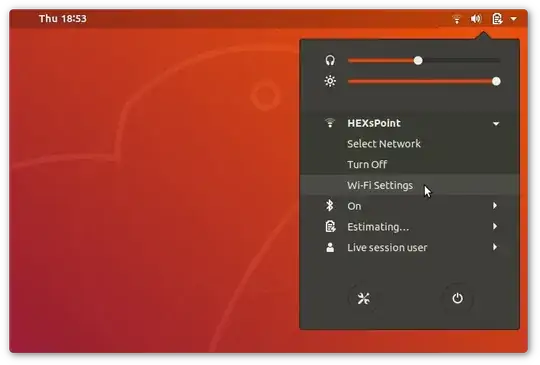 GNOME system status menu