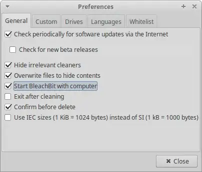 BleachBit Preferences