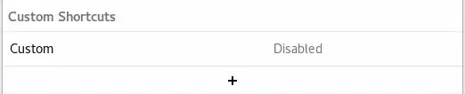 GNOME Settings Custom Keybindings, where the custom keybinding is shown as disabled