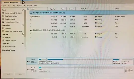Partition table of both drives