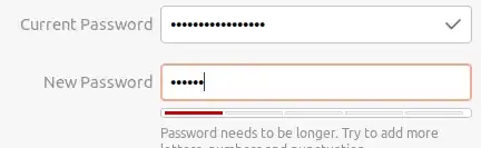 Warning while setting new password