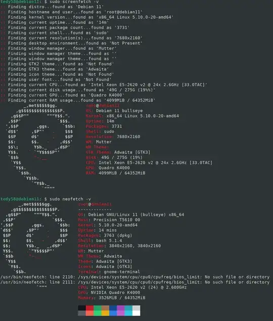 Result of screenfetch and neofetch