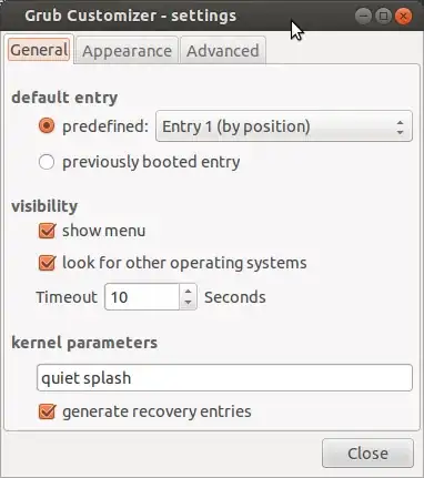 Grub Customizer preferences screen