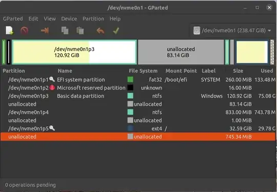 Screenshot of GParted