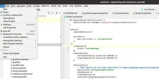 My Android Studio file menu