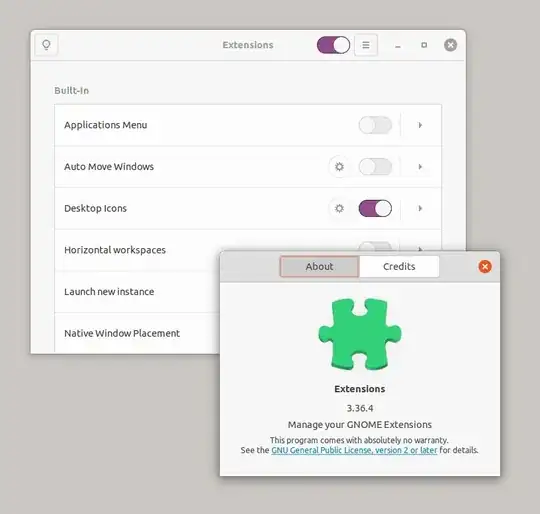 screenshot of the extensions app UI