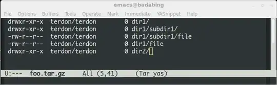 emacs showing an archive's contents 