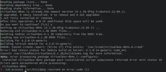 sudo apt install virtualbox-dkms (output)
