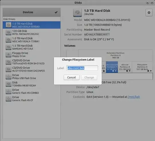 Gnome Disks rename dialogue