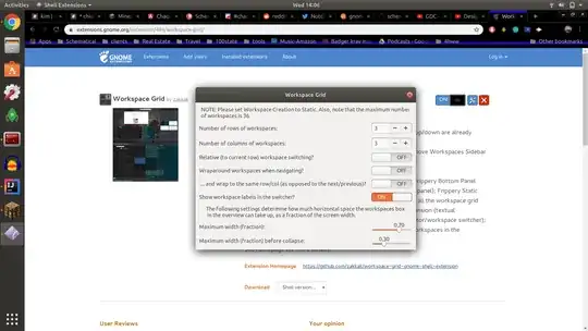 Gnome Workspace extension screen preferences