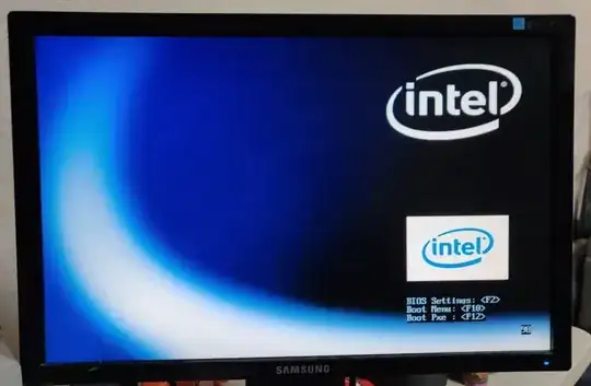 Photo of the system's BIOS screen POST-ing.