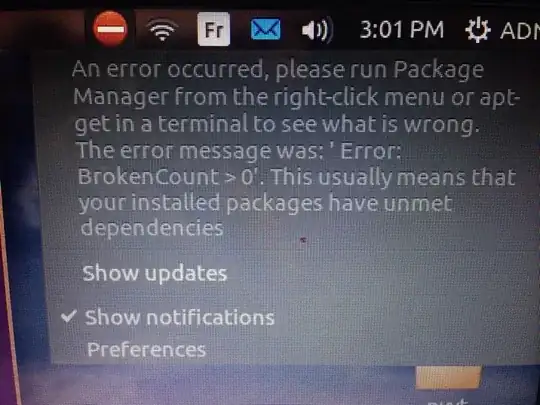 The error that I got while trying to update 