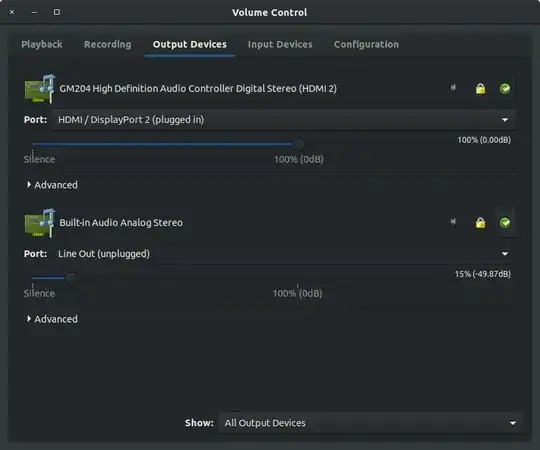 Screenshot of Pavucontrol