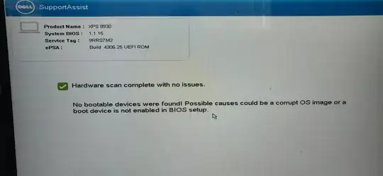 and this is the BIOS error message after Dell diagnostics is done