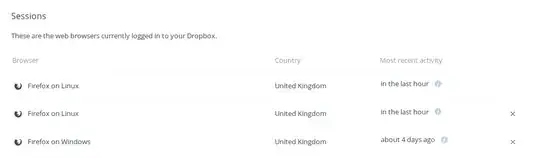 dropbox web interface log screenshot