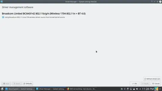 Snapshot of Information from kubuntu Driver Manager