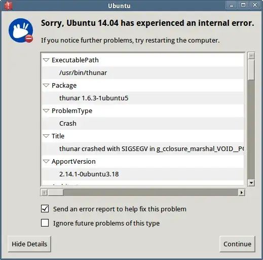 Sorry, Ubuntu 14.04 has experienced an internal error