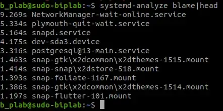 systemd-analyze blame|head output