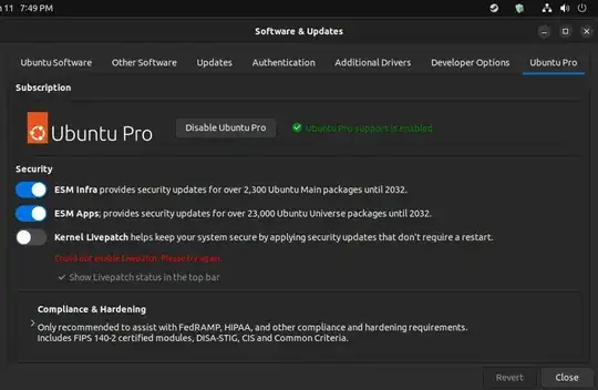 livepatch icon and software and updates app