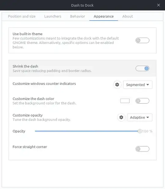 dash to dock settings
