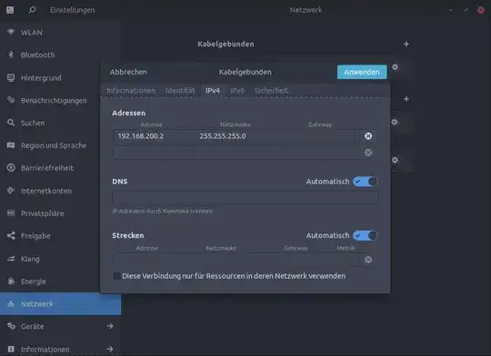 Laptop Ethernet settings
