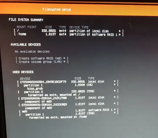 Ubuntu server Filesystem setup
