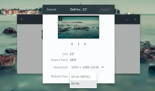 Screenshot of settings