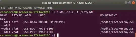 sudo lsblk -f  /dev/sdx
