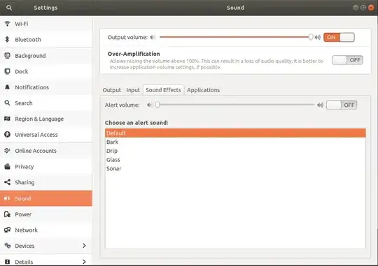 Sound settings dialogue