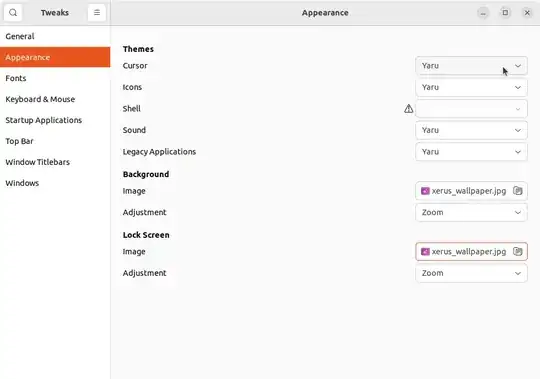 Tweaks → Appearance → Themes