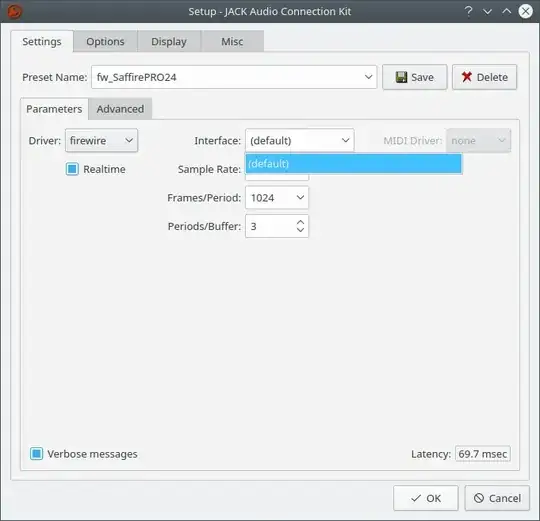 qjackctl setup dialog - missing device