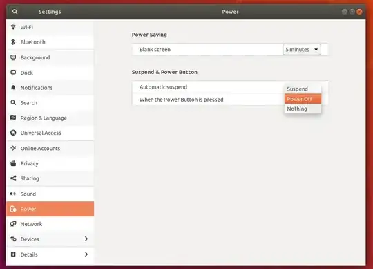 gnome-control-center power on physical hardware