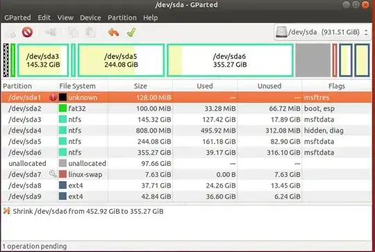screenshot of gparted