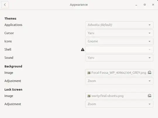 Tweaks Appearance window