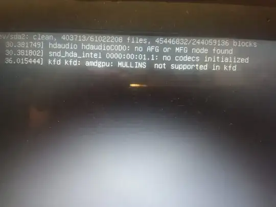 Console output before system freezes