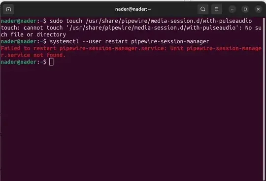 Failed to restart pipewire-session-manager.service: Unit pipewire-session-manager.service not found.
