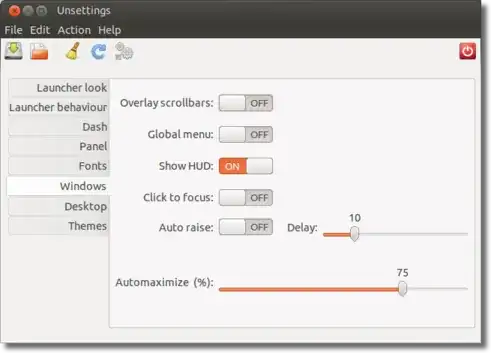 screenshot of Unsettings