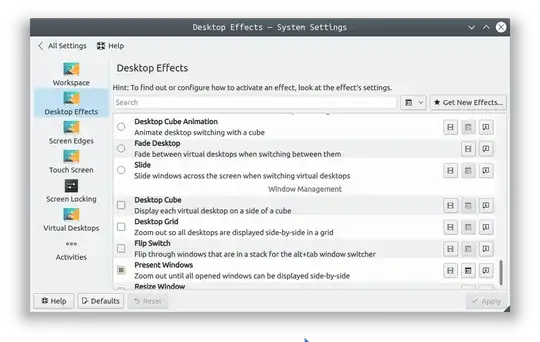 Present windows checked in Desktop Effects