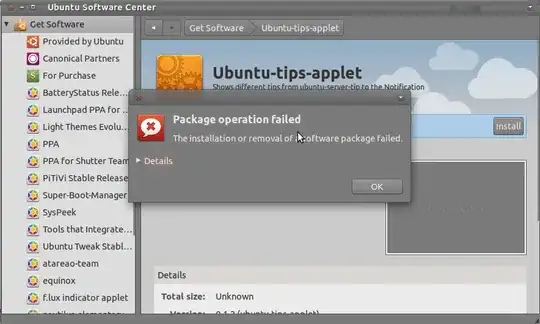 Package operation failed via Ubuntu Software Center
