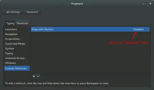 Custom shortcut entry - click on "Disabled" to provide one