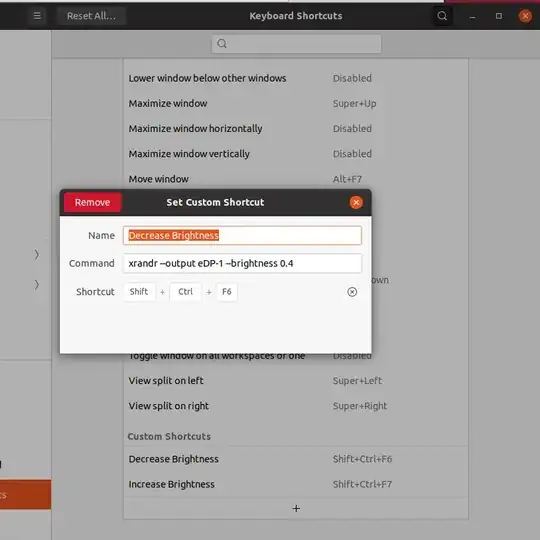 Brightness changing command testing